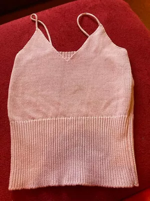 Women's Pink Strappy Vest Top MADE IN ITALY Small 100% Cotton • £0.99