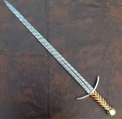 Custom Handmade Forged Damascus Steel Hunting Viking Real Long Sword With Sheath • $164.99