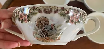 Two - Flat Cream Soup Bowl Thanksgiving Multicolor By QUEEN'S • $111.99