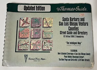 Thomas Guide Santa Barbara San Luis Obispo Ventura Counties 1992 Census Tract -- • $79.99