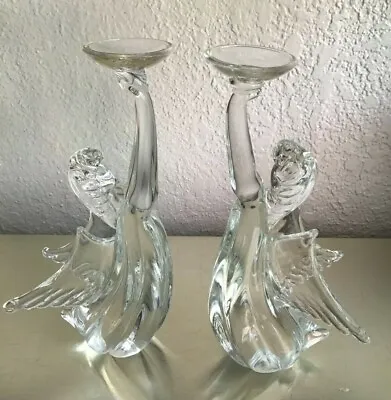 Vintage Pair Of Clear Murano Angel Votive Candle Holder • $90