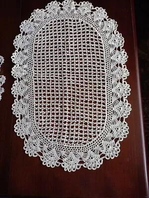 Vintage Hand Made Crocheted French Cotton Doily • £12