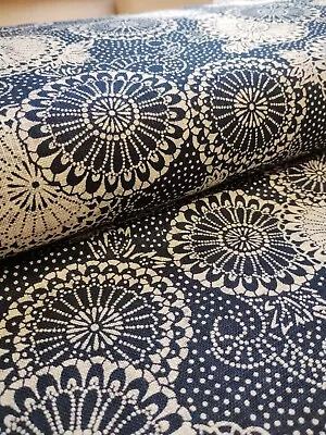 Japanese Kasuri Traditional Indigo Floral Cotton Fabric Per 50cm 88334-31 • £1.50