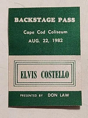 Vintage Satin Elvis Costello Backstage Pass Cape Cod Coliseum August 22 1982 • $9.99