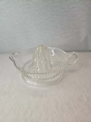 Vintage Glass Hand Juicer Heavy Thick Clear Reamer Citrus Orange Lemon Footed 6  • $10.99