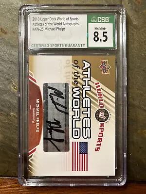 2010 U.D. WORLD SPORTS ATHLETES OF THE WORLD MICHAEL PHELPS CSG 8.5 Auto 9 • $340