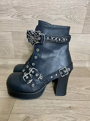 Demonia Boots Womens 8 Gothika 66 Vegan Leather Gothic Punk Rock Boots • $90