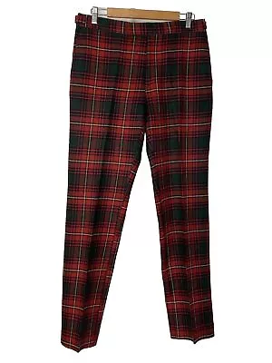 Ralph Lauren Purple Label Mens Plaid Wool Pants Size 34 Red Black Made In Italy • $75.99