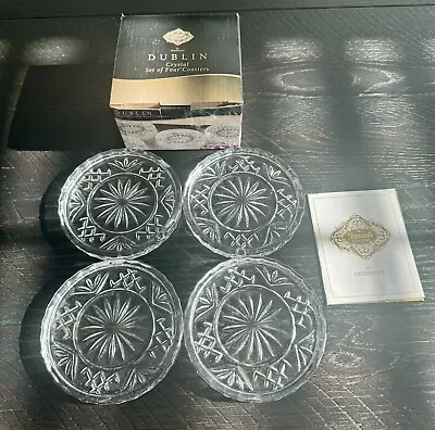 Shannon Crystal By Godinger DUBLIN Set Of Four Coasters In Original Box 4” Round • $10