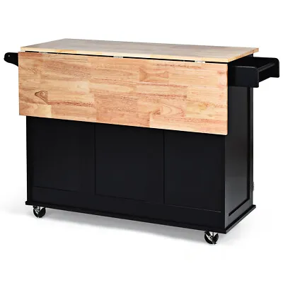 Drop-Leaf Kitchen Island Trolley Cart Wood  Cabinet W/Spice Rack & Drawer • $259.99