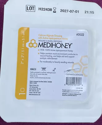 MEDIHONEY Dressing  2 X 2 Inch PACK OF 10 Ex. 2027 DEAL • $24