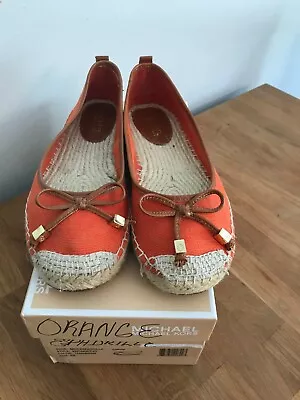 MICHAEL KORS Meg Sz 9 Tangerine Orange Espadrille Flats Shoes • $32.27