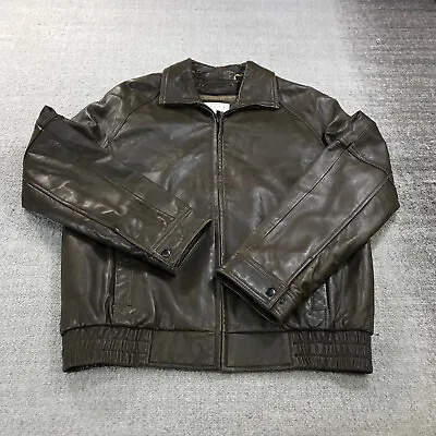 Pelle Studio Jacket Mens Medium Full ZIp Thinsulate Lined Leather Coat Brown • $68.88