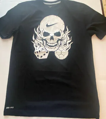 Nike Manifesto Dri-fit Soccer T-shirt RARE HTF Medium Skull Dice Flames • $40