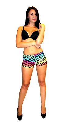 £8.99 • Buy Ladies Multi Leopard Animal Print Shorts, Hot Pants Fancy Dress Goth Punk Emo