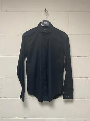 Zara Man Cut Away Collar Black Shirt Size M Slim Fit • £4