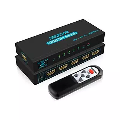 HDMI Switch 4K SGEYR HDMI Switch 5 In 1 Out HDMI Splitter Switcher 5 Ports HDMI • £35.39