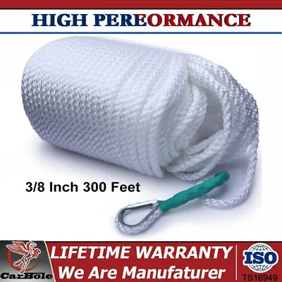 3/8 X300' Twisted Anchor Rope Nylon 3 Strand Dock-line Rop Boat W/Thimble • $38.99