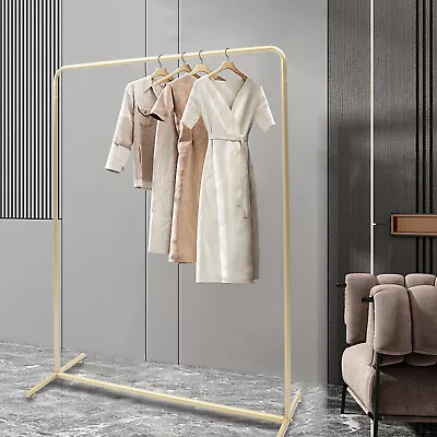 Metal Gold Clothes Rail Rack Hanger Garment Display Organizer W/Wheels • $92