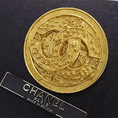 CHANEL CC Logos Round Used Pin Brooch Gold Plated 94 A France Vintage #CG560 S • $1087.23