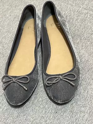 Apt 9 Women's 10M Gray Velvet Ballet Slippers ~ Comfort NEW Flats • $9.56