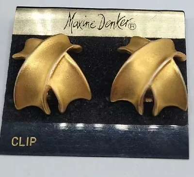 Maxine Denker X Clip On Earrings Gold Tone Original Daffy's Store Tag Vintage  • $52