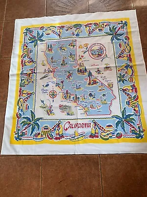 Vintage Cotton Souvenir California Tablecloth Original Yucca Print Tablecloth GC • $45