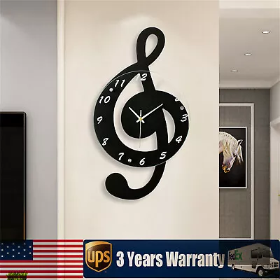 Silence Wall Watch Clock Musical Note Wall Clock Creative Office Home Decor USA • $46