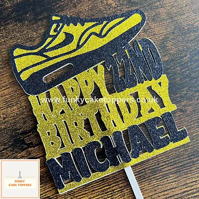 Nike Trainer Birthday Cake Topper Choose Your Colour Glitter Name And Age. • £6.99