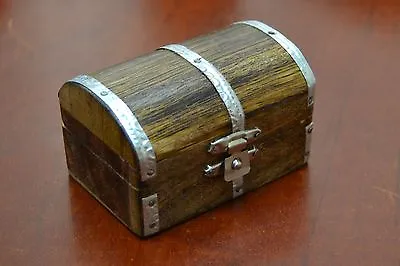 Carved Treasure Chest Jewelry Trinket Wood Box #f-391 • $5