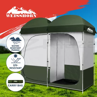 Weisshorn Double Camping Shower Toilet Tent Outdoor Portable Change Room Green • $89.95