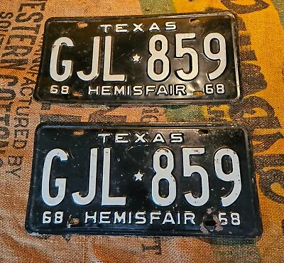 1968 Texas Vintage License Plate Set-pair. • $33.99