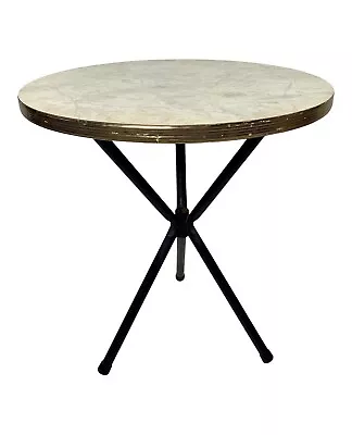 Mid-Century Faux Marble Top Side Table • $145