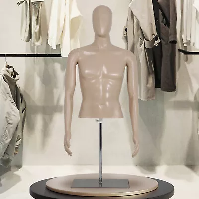 Male Mannequin Realistic Torso Dress Form Plastic Half Body Head Dress Display  • $76.35