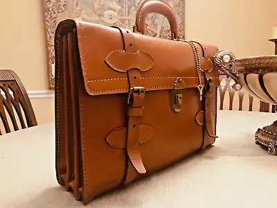 LIFTON Top Grain Cowhide  Double Belted  Leather Briefcase / Portfolio - US Made • $299