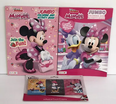 3 Pc Minnie Mouse Jumbo Coloring & Activity Books + 3 Packs Of Crayons Coloring • $14