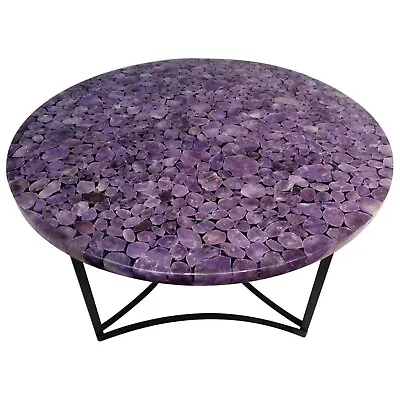 Marble Coffee Table Top Amethyst Stone Resin Art Patio Table With Luxurious Look • $645.17