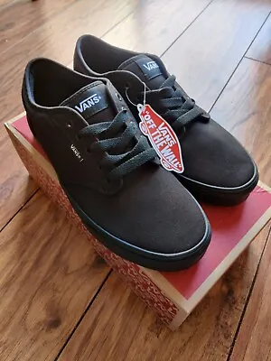 UK 9.5 Vans Men's Atwood Canvas Trainers Black Brand New • £39.99