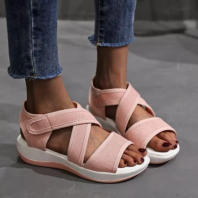 Womens Flatform Roman Sandals Sports Sandals Slingback Beach Cut Shoes Plus Size • $30.89