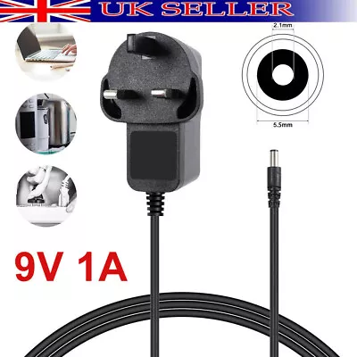 9v Power Supply UK 9v Adaptor 9v Charger 9 Volt Power Supply UK 9V 1A AC/DC PLUG • £5.78