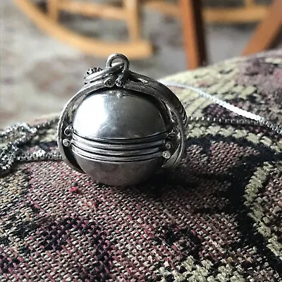 Sterling Silver  Vintage Photo Ball Locket Pendant  On SS ChainUp To 6 Pictures • $72.50