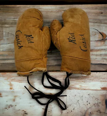 Vintage Leather Boxing Gloves Kid Cusick Youth 50s Kids Display Antique Rare 60 • $22.39