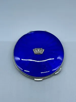 £200 • Buy Royal Navy Sweetheart Art Deco 1950 Solid Silver & Guilloche Enamel Compact 104g