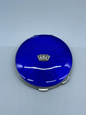 £200 • Buy Royal Navy Sweetheart Art Deco 1950 Solid Silver & Guilloche Enamel Compact 104g