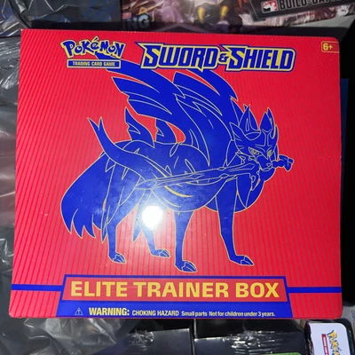 $56 • Buy ONE Red Pokémon Sword & Shield Elite Trainer Box With Zacian. Factory Sealed!