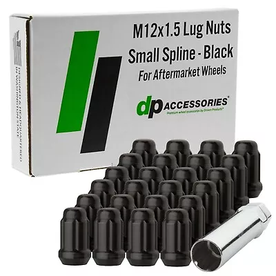 Black M12x1.50 Closed End Spline Tuner Lug Nuts - 19mm Hex - Set Of 24 • $37