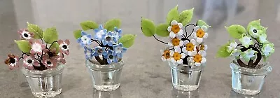 Vintage Miniature Glass Flower Pots 1.5  Lot Of 4 Made In Czechoslovakia • $34.99