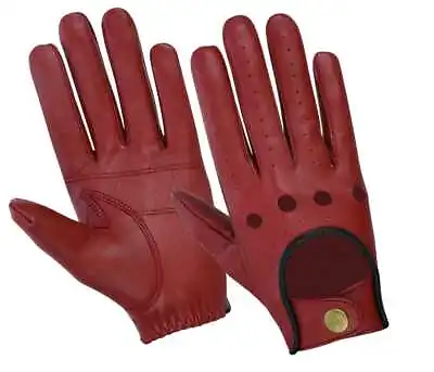 Women's Full-Finger Driving Leather Gloves Vintage Button Closure By KENFIT • £12.30