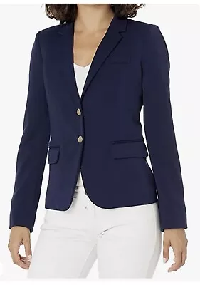 J. Crew Women’s 6 Navy Wool Blend Keating Schoolboy Blazer Jacket Gold Buttons • $29.99