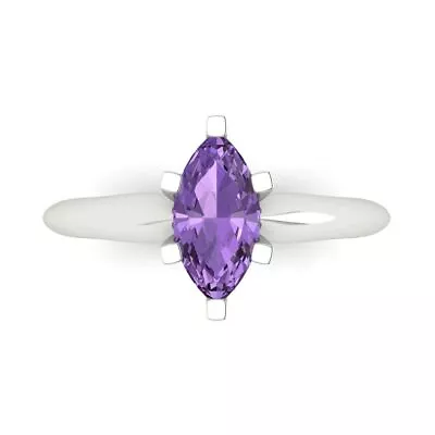 1.0 Ct Marquise Cut Alexandrite Stone Wedding Bridal Promise Ring 14k White Gold • £269.98